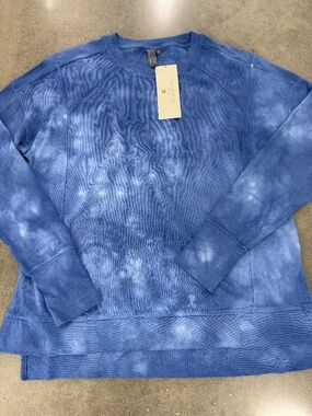 NWT Sweaty Betty After Class Sweatshirt Size S Blue Tie Dye Thumbhole Organic